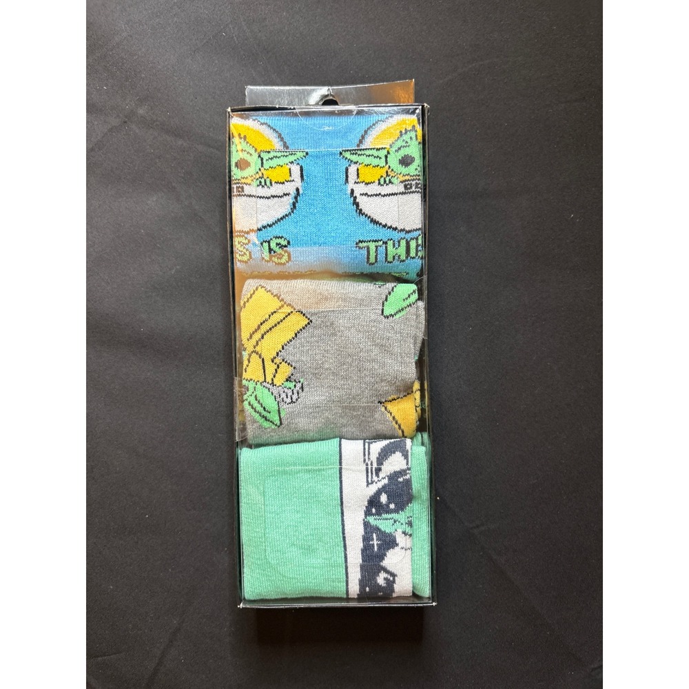 Star Wars The‎ Mandalorian Baby Yoda 3 Pair Crew Socks Men's Size 8-12